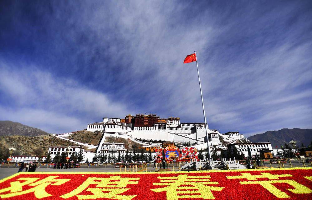 這是1月31日拍攝的拉薩布達拉宮廣場。新華社記者 覺果 攝