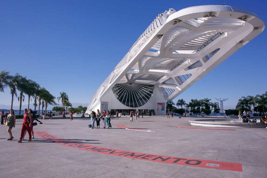 這是5月16日在巴西里約熱內盧拍攝的明日博物館。