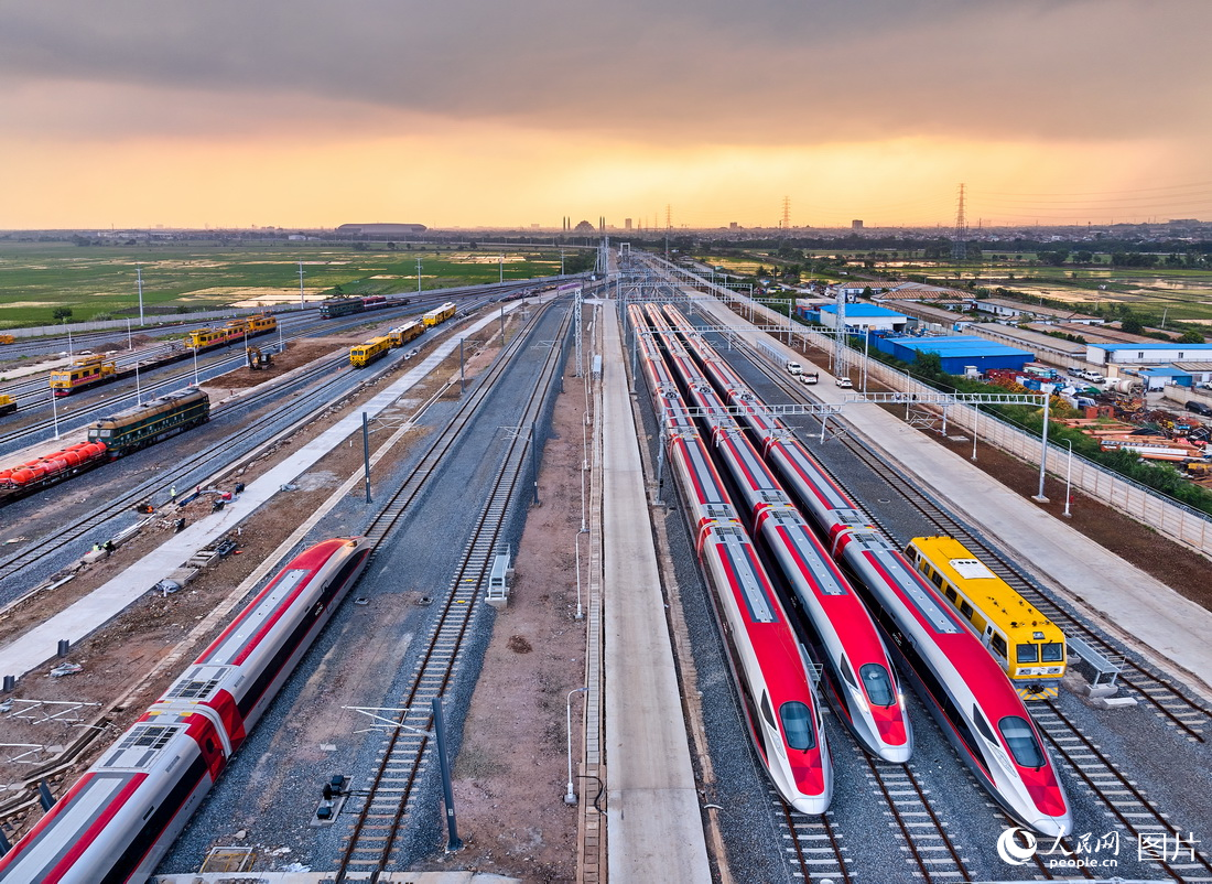 7月8日，在印度尼西亞萬隆拍攝的雅萬高鐵德卡魯爾動車所。史家民攝