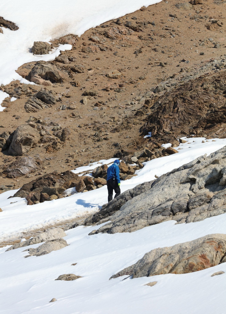 南極中山站越冬隊員前往野外進行作業（12月1日攝）。新華社記者 黃韜銘 攝