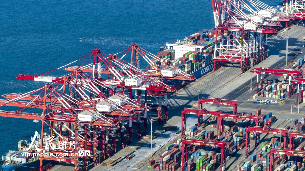 山東港口青島港前灣集裝箱碼頭作業繁忙【2】