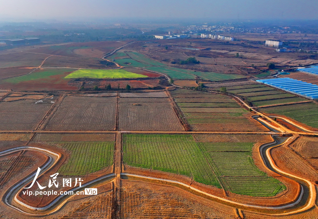 2025年2月15日，江西省宜春市豐城市湖塘鄉，修整一新的農田水渠。