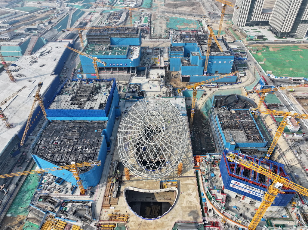 這是雄安新區國貿片區建設現場（2月27日攝，無人機照片）。