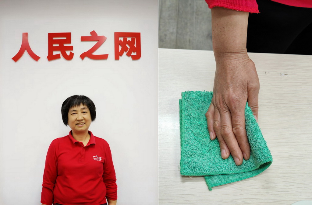 清潔工阿姨尹麗元正在工作。人民網 樸馨語攝