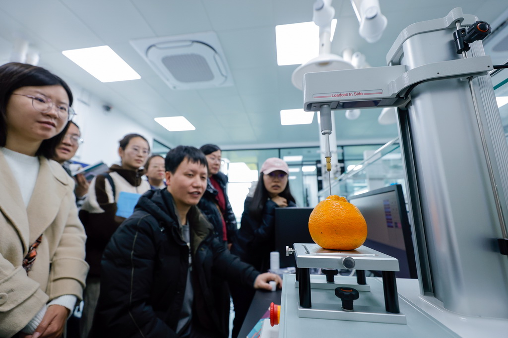 3月13日，在位于四川成都彭州市的中國南方蔬菜種業創新中心的植物營養實驗室，四川省農業科學院的研究生在參觀學習。