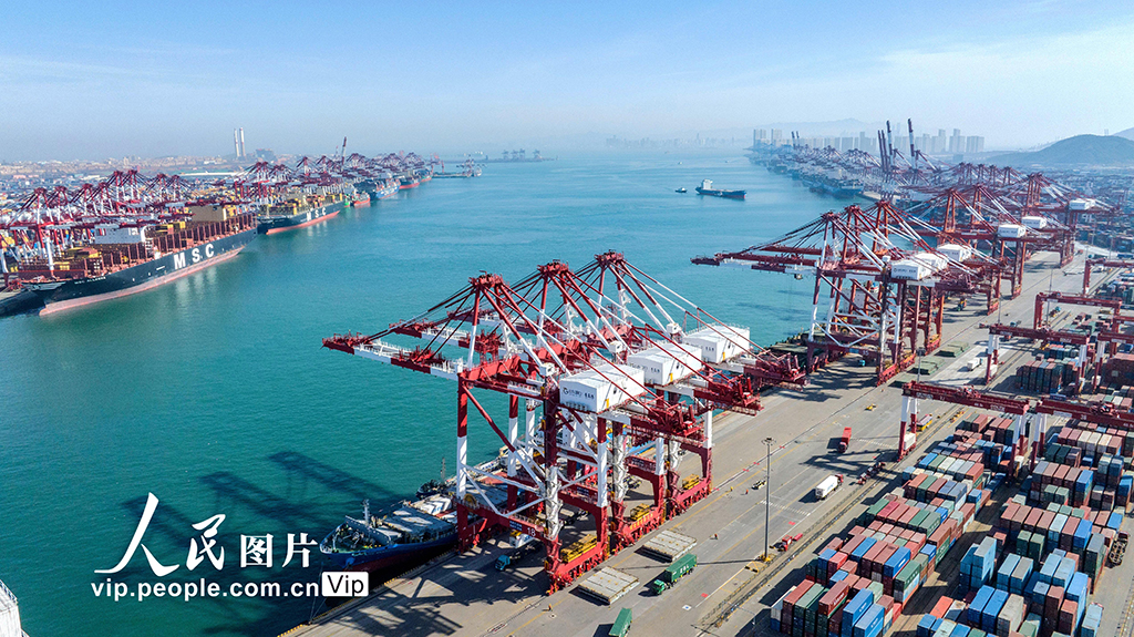 山東港口青島港：集裝箱裝卸作業忙【6】