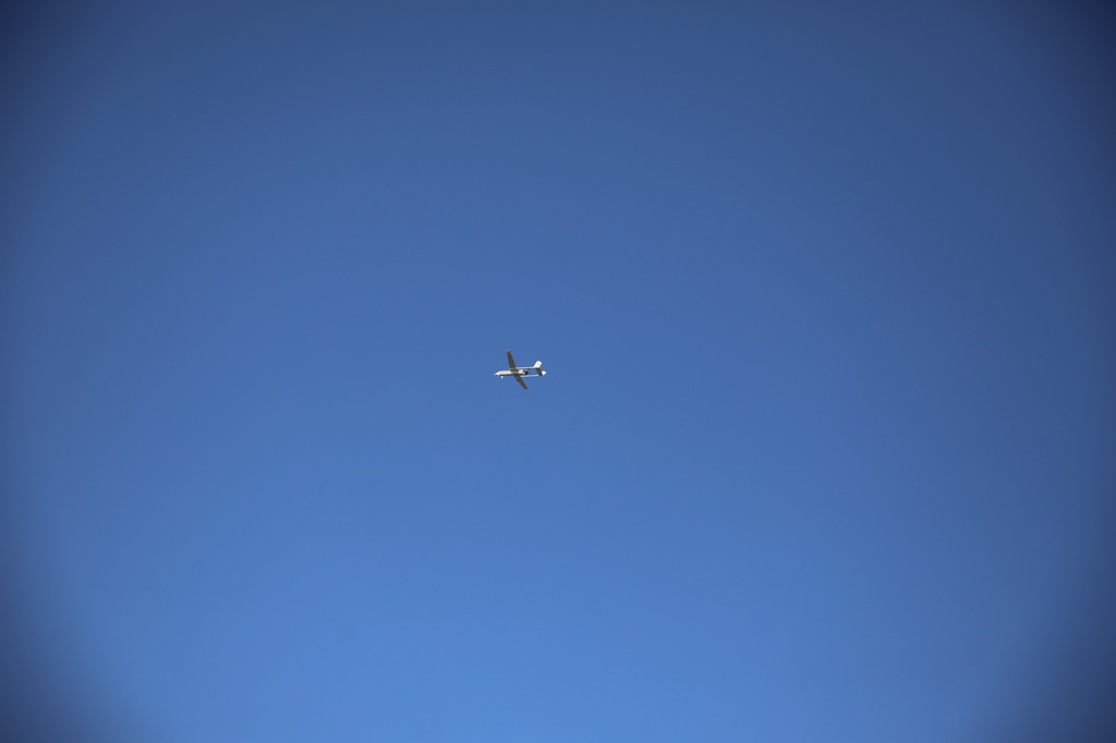 3月18日，“寶云號”長航時大載重無人運輸機在天空翱翔。