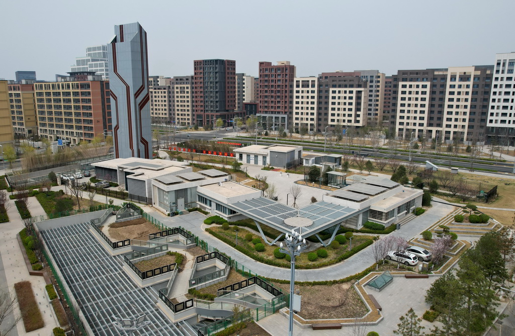 3月26日拍攝的雄安新區河西110千伏庭院式變電站（無人機照片）。新華社記者 楊世堯 攝