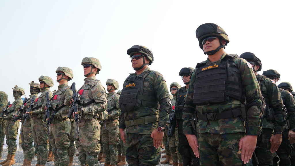 4月2日，中泰“藍色突擊-2025”海軍聯合訓練在廣東湛江某訓練場舉辦閉幕式。新華社發（賈成露 攝）