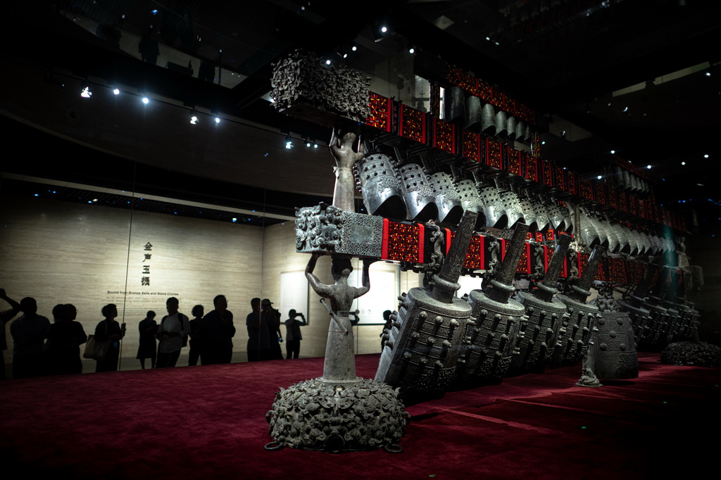 4月17日在湖北省博物館拍攝的隨州曾侯乙編鐘。新華社記者 肖藝九 攝