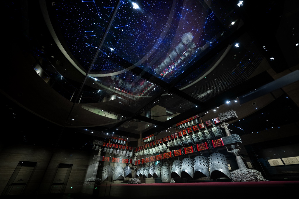 4月17日在湖北省博物館拍攝的隨州曾侯乙編鐘。新華社記者 肖藝九 攝