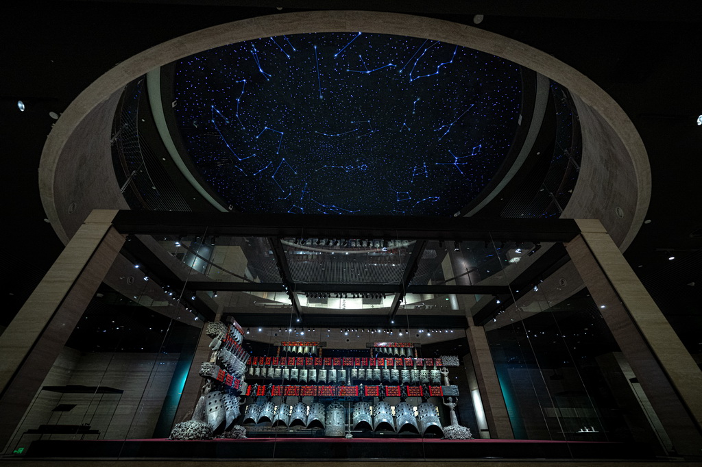 4月17日在湖北省博物館拍攝的隨州曾侯乙編鐘。新華社記者 肖藝九 攝