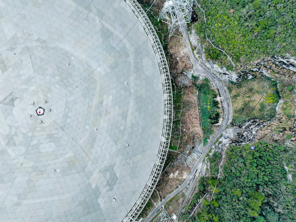 這是2月18日拍攝的“中國天眼”（無人機照片，維護保養期間拍攝）。