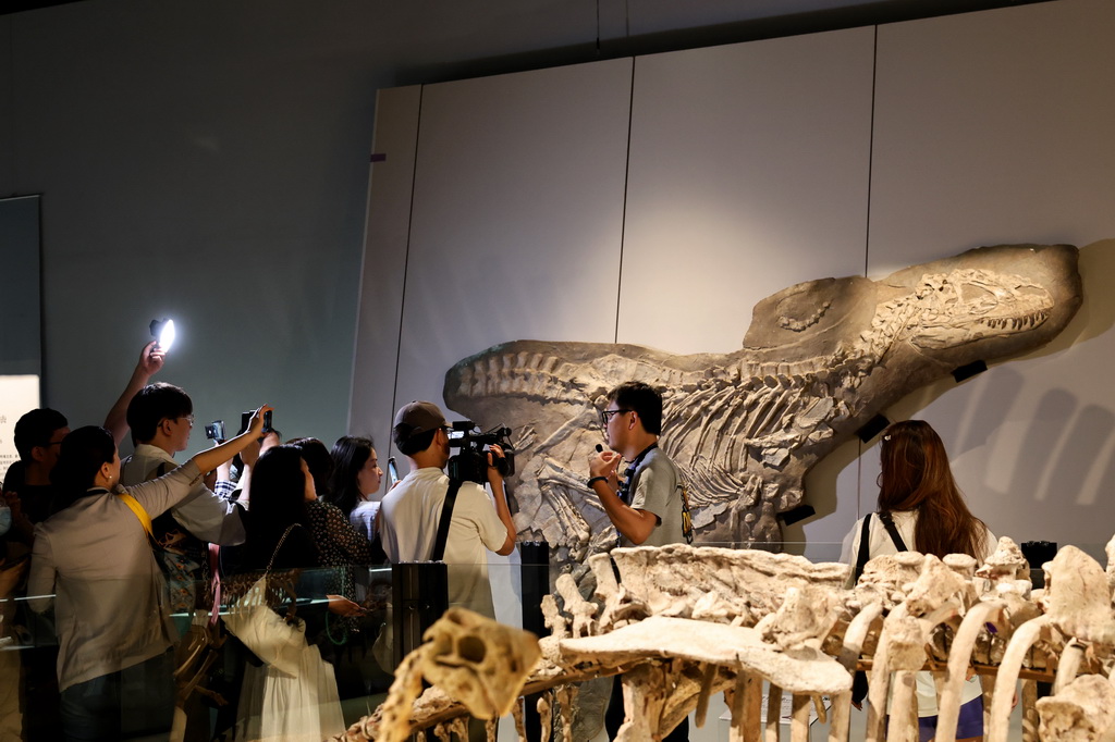 5月26日，工作人員（右二）向參觀者講解。