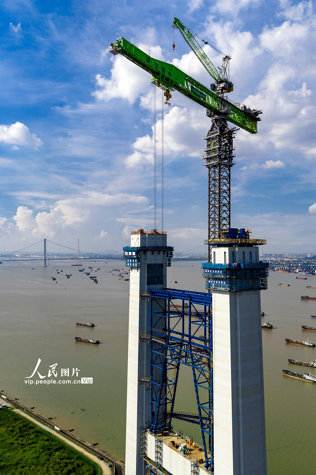 廣東廣州:獅子洋大橋建設正酣【2】