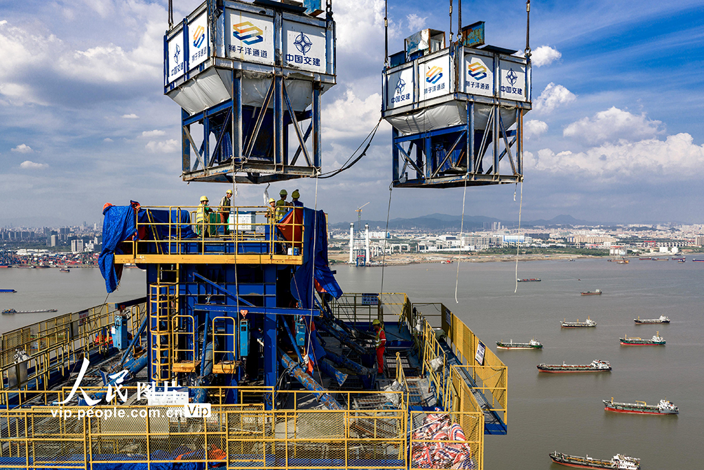 廣東廣州:獅子洋大橋建設正酣【3】