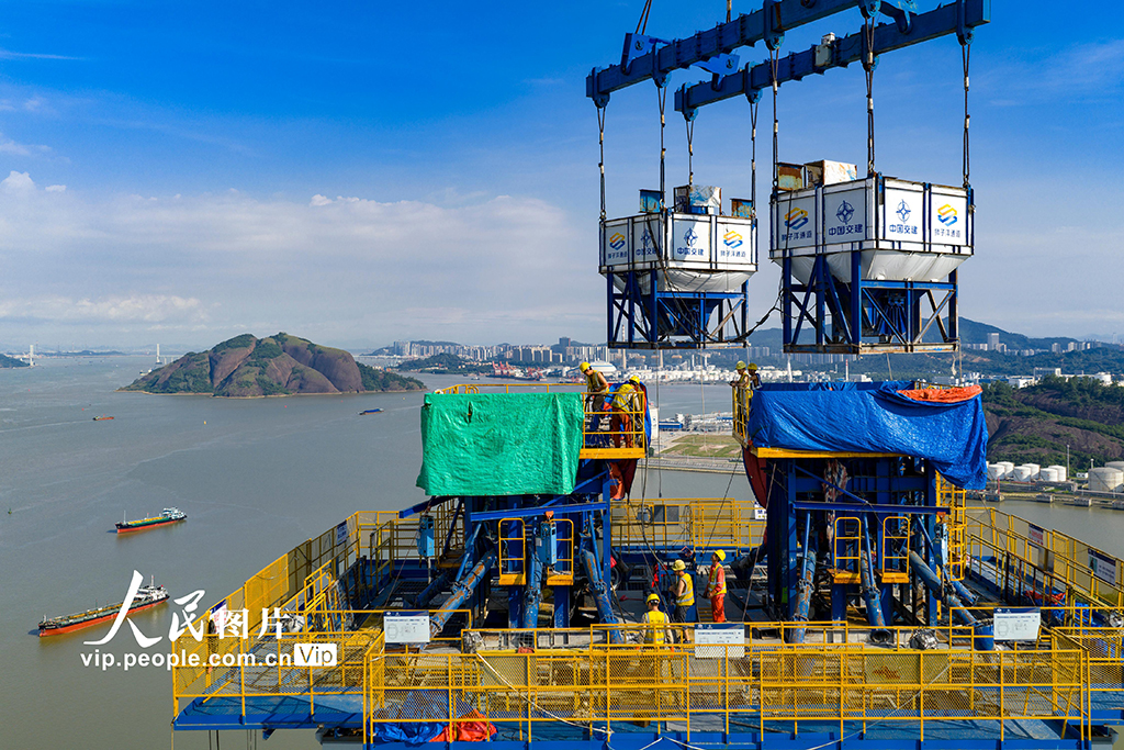 廣東廣州:獅子洋大橋建設正酣【4】