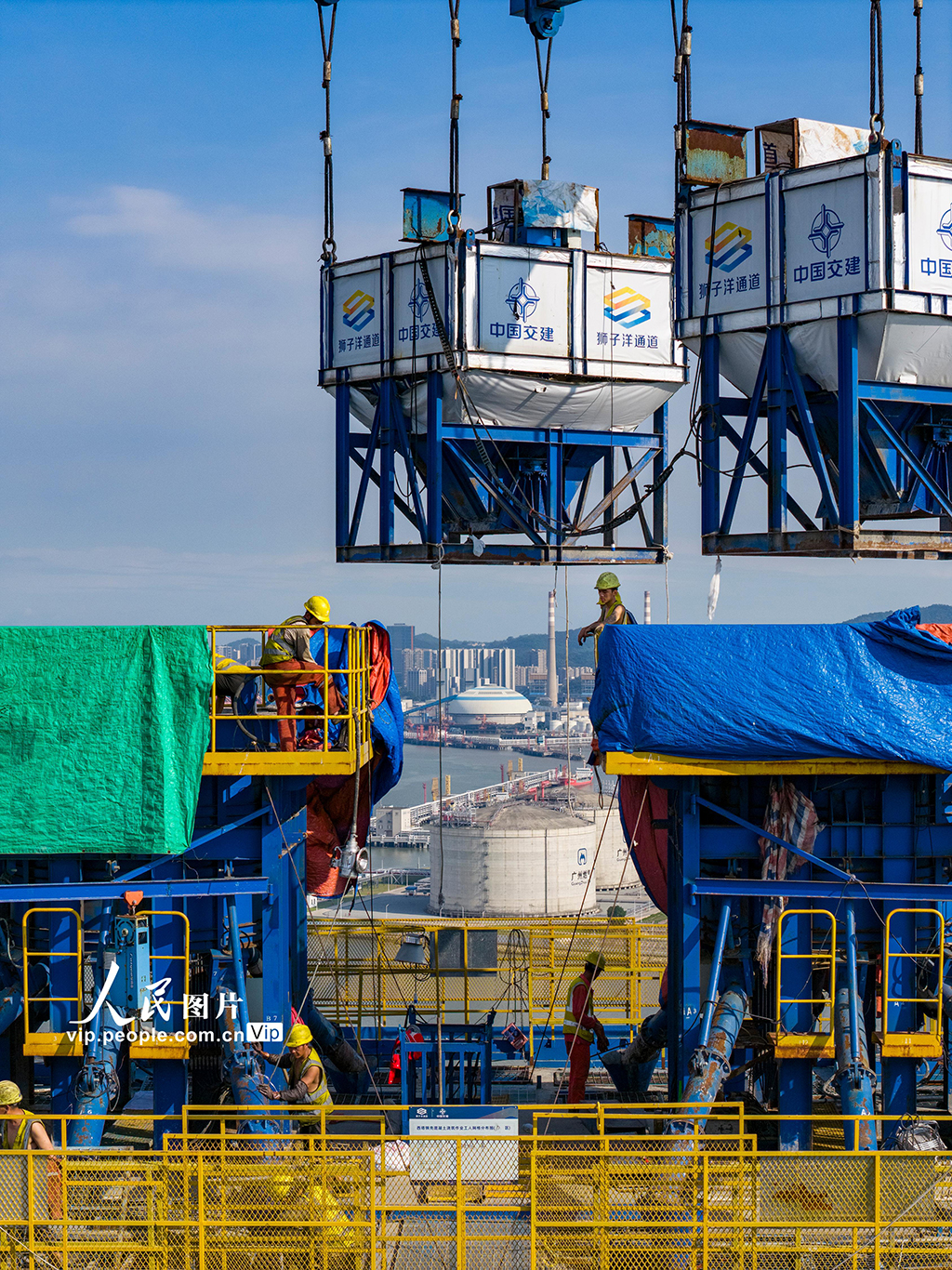 廣東廣州:獅子洋大橋建設正酣【5】