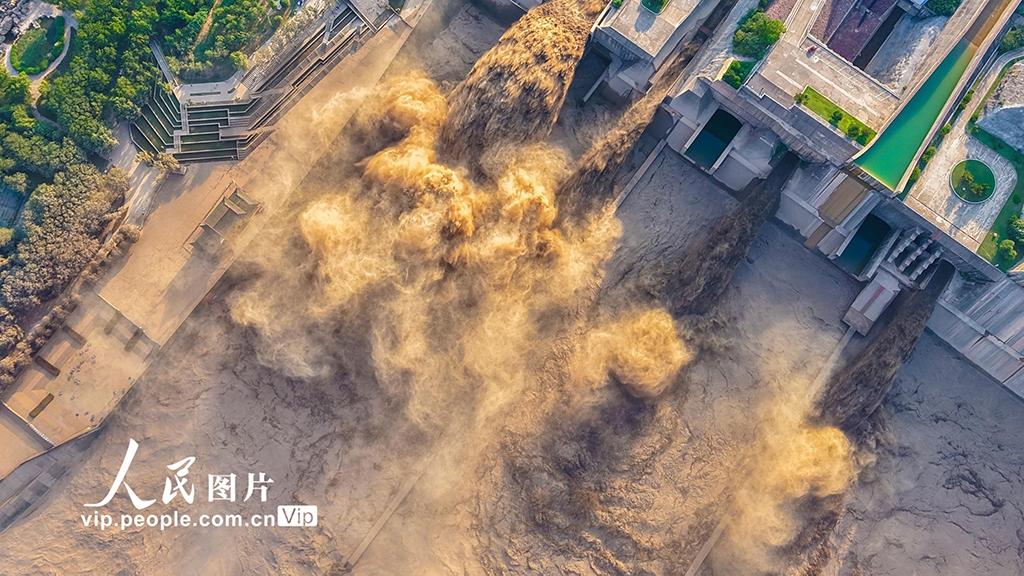 河南洛陽：黃河小浪底再現“黃龍出閘”景觀【3】