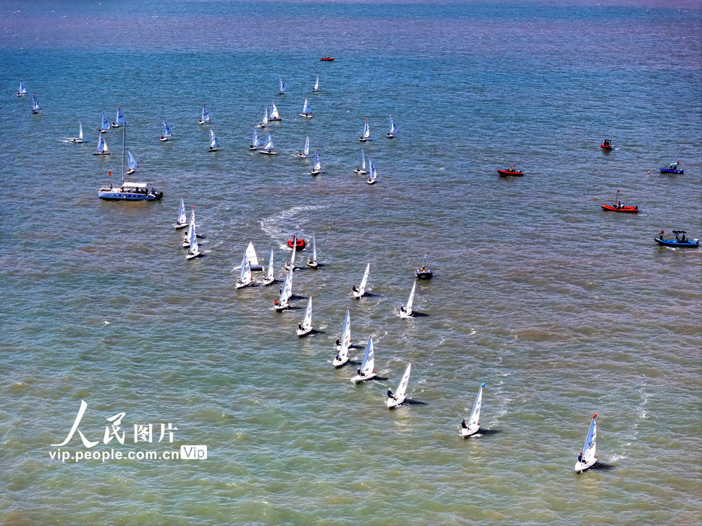 2025年8月30日拍攝的2025年浙江省青少年帆船帆板錦標賽現場。