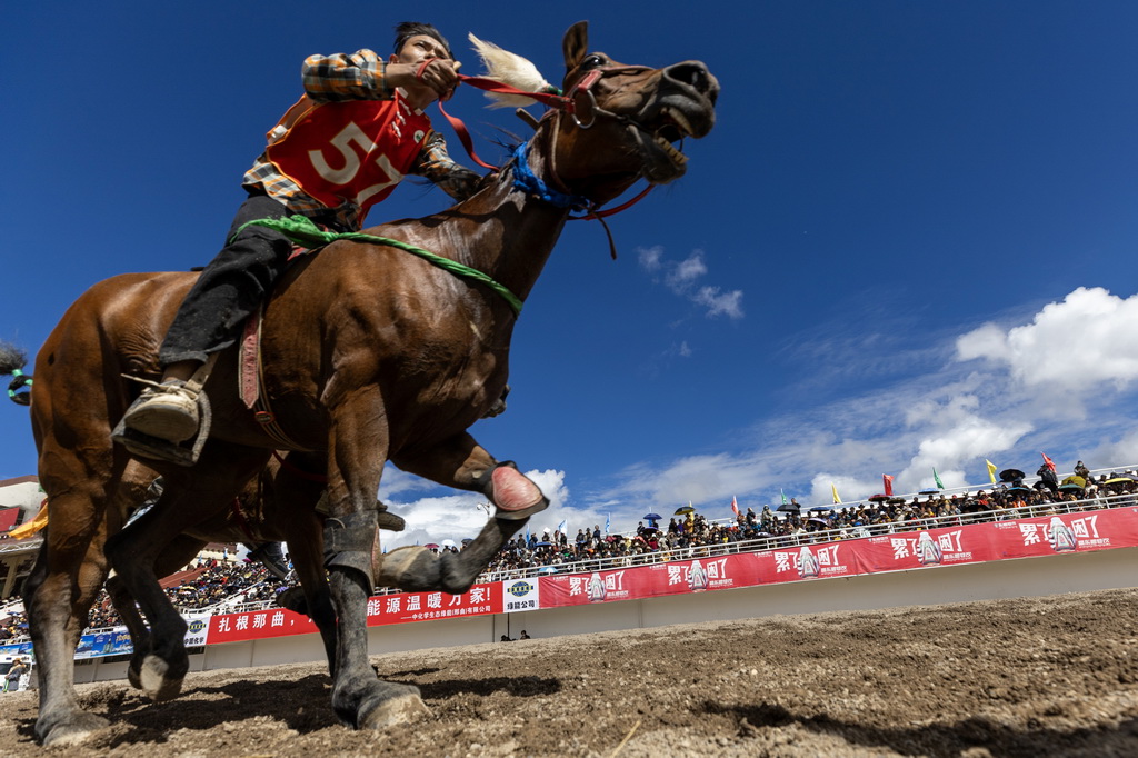 9月6日，騎手在走馬12000米項目中馳騁。新華社記者 姜帆 攝