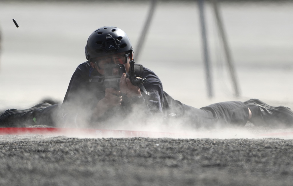 9月8日，中國參賽隊員武洋在比賽中。