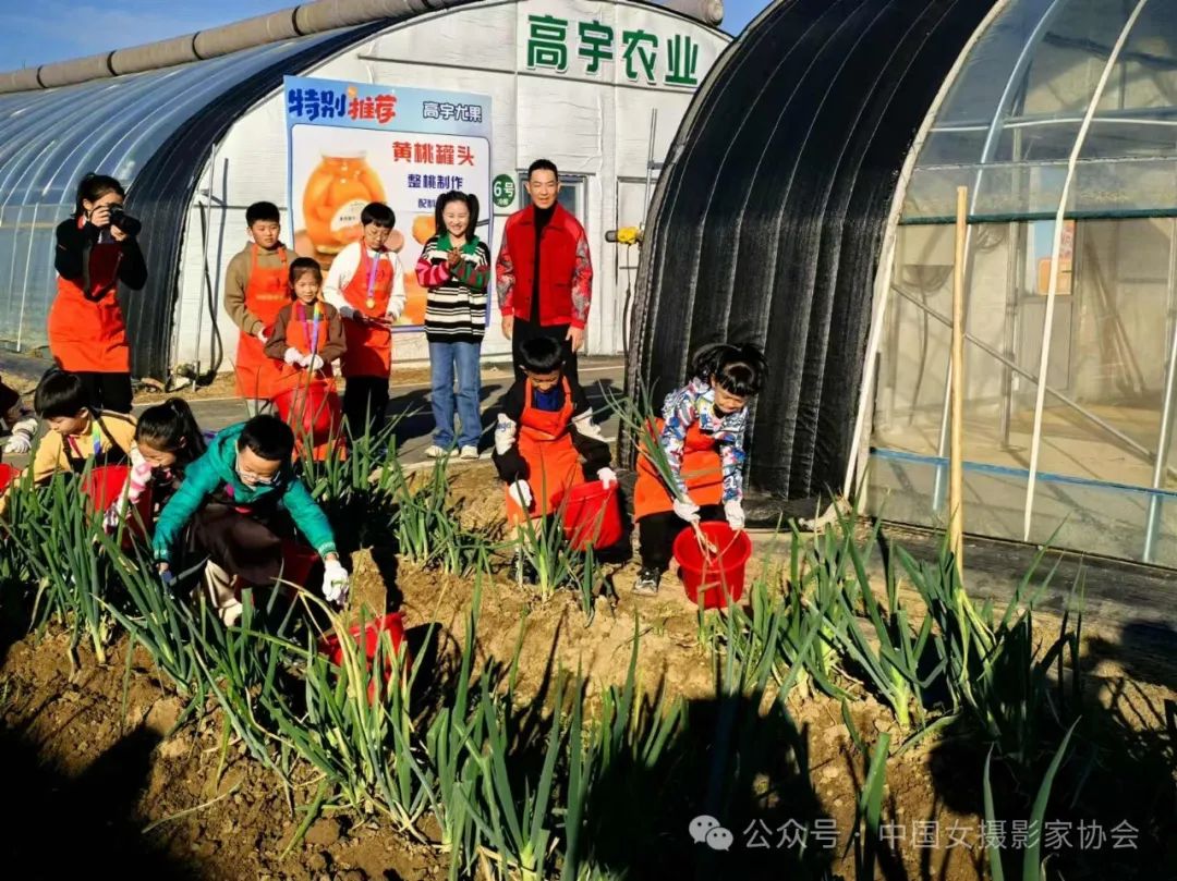中央廣播電視總臺少兒頻道主持人徐柳、霍小雷組織入選作者在高宇農業園體驗勞動活動。郝媛卓攝