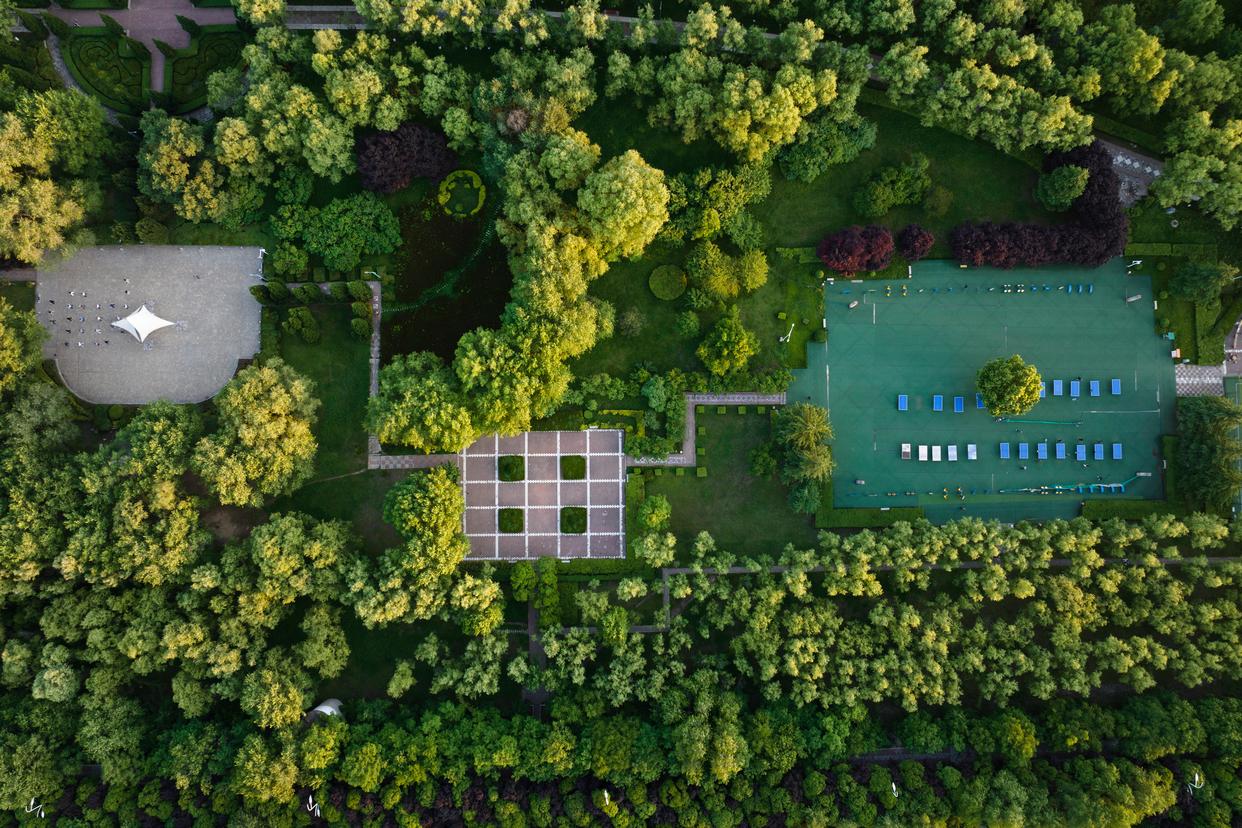 寶雞市區渭河沿岸建設的運動休閑空間（無人機照片，2024年5月9日攝）。新華社記者 邵瑞 攝